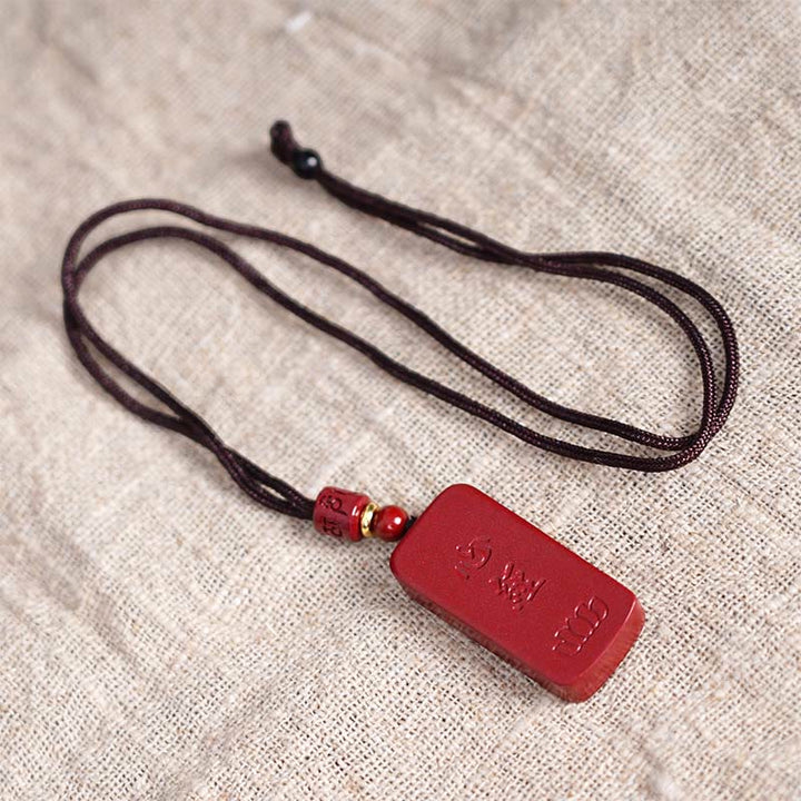 Collana con ciondolo in corda con benedizione incisa , Buddha Stones, cinabro, loto, cuore, Sutra - image 17