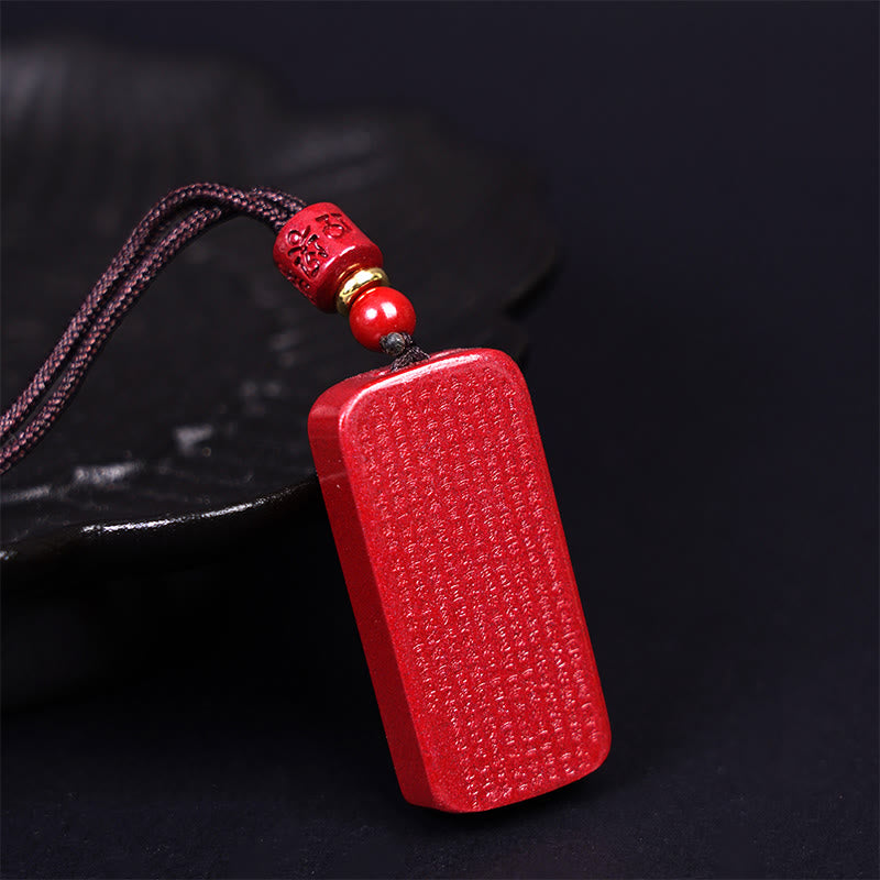 Collana con ciondolo in corda con benedizione incisa , Buddha Stones, cinabro, loto, cuore, Sutra - image 13