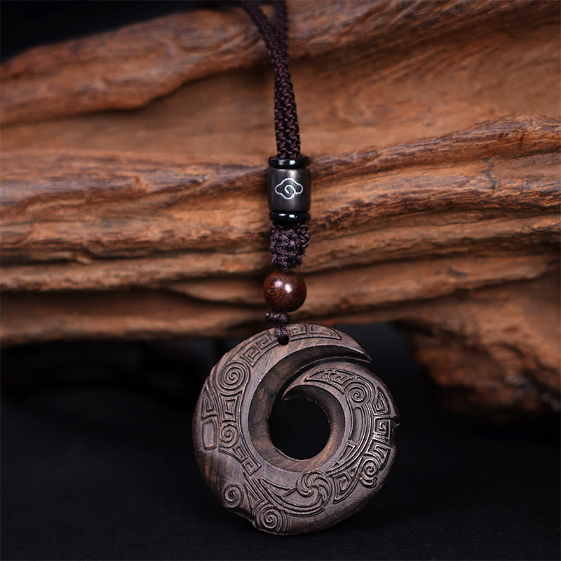 Buddha Stones Legno di ebano Sandalo La fortuna di una persona migliora Modello di design Collana con ciondolo di pace
