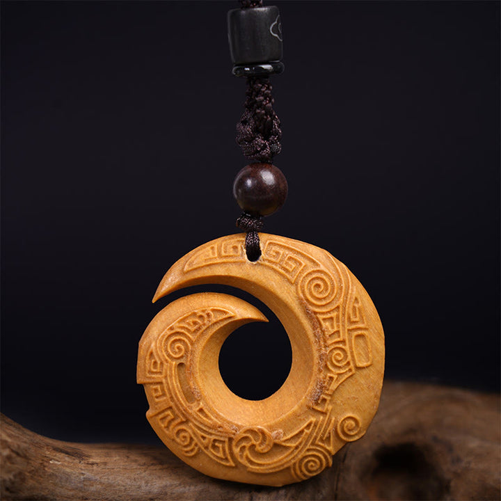 Buddha Stones Legno di ebano Sandalo La fortuna di una persona migliora Modello di design Collana con ciondolo di pace