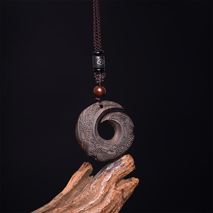 Buddha Stones Legno di ebano Sandalo La fortuna di una persona migliora Modello di design Collana con ciondolo di pace