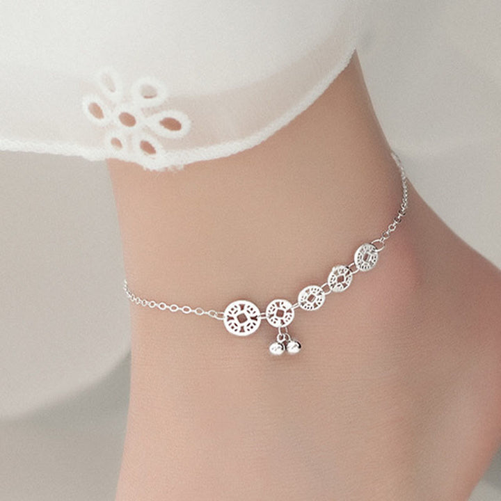 Buddha Stones 925 Argento Sterling Monete di Rame Campanelli Protezione Cavigliera in Metallo - image 3