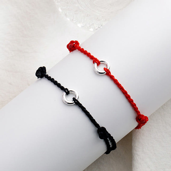 Buddha Stones 925 Sterling Silver Peace Buckle Luck String Braid Rope Cavigliera
