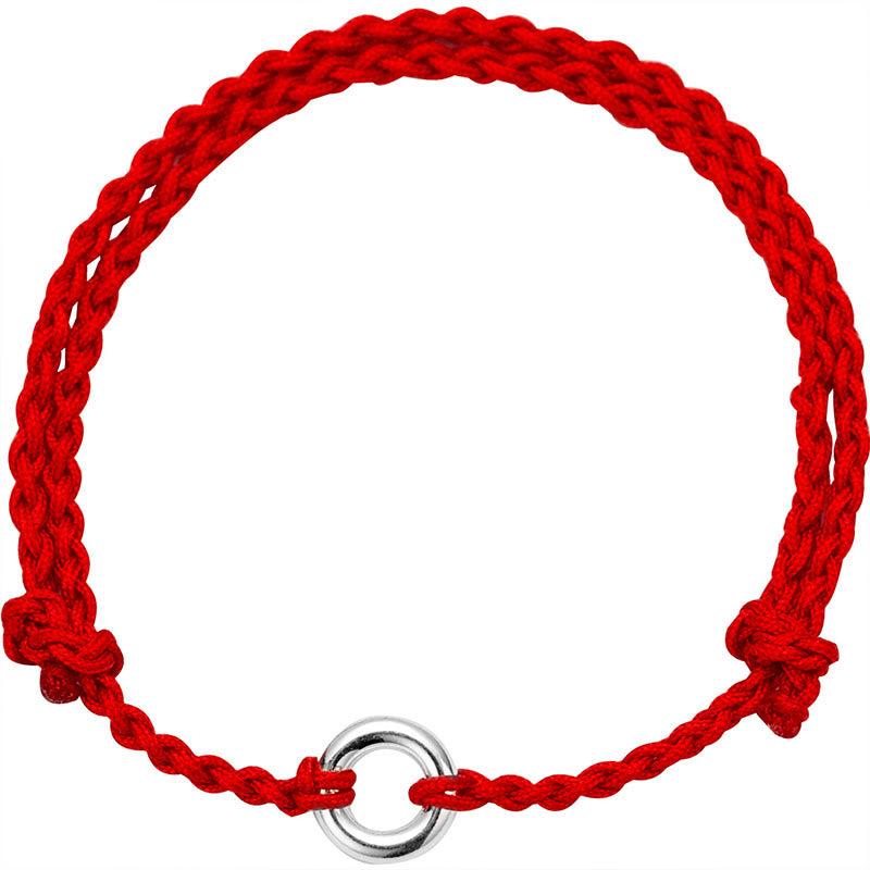 Buddha Stones 925 Sterling Silver Peace Buckle Luck String Braid Rope Cavigliera