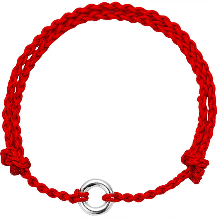 Buddha Stones 925 Sterling Silver Peace Buckle Luck String Braid Rope Cavigliera