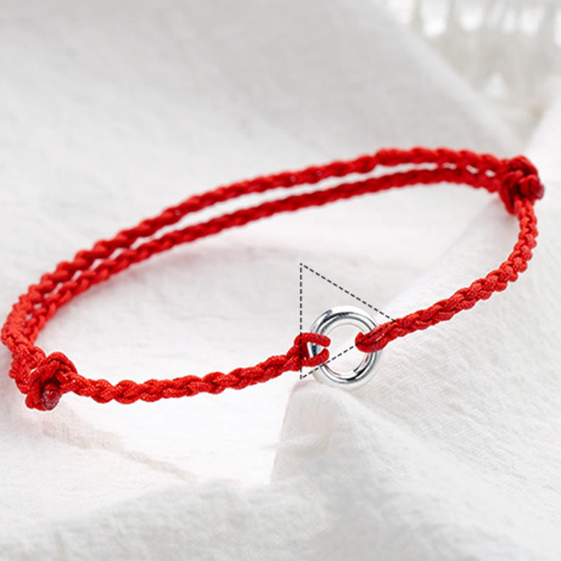 Buddha Stones 925 Sterling Silver Peace Buckle Luck String Braid Rope Cavigliera - image 4