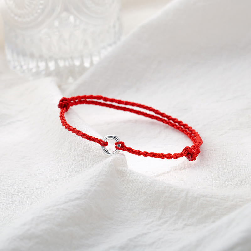 Buddha Stones 925 Sterling Silver Peace Buckle Luck String Braid Rope Cavigliera - image 3