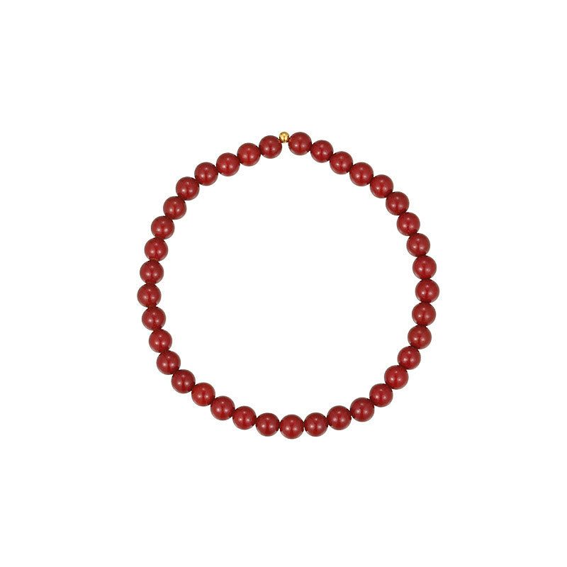 Buddha Stones 925 Sterling Silver Cinnabar Beads Benedizione Cavigliera