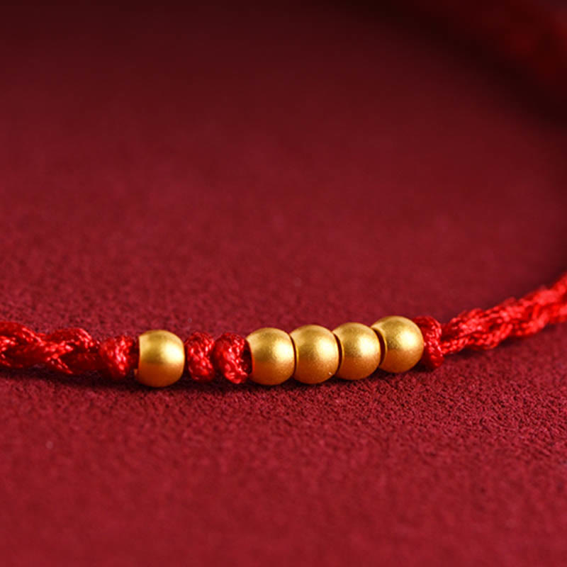 Braccialetto di coppia con protezione intrecciata in perline d'oro 999 Buddha Stones - image 14