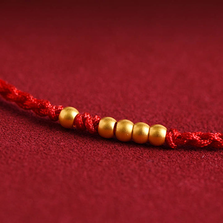 Braccialetto di coppia con protezione intrecciata in perline d'oro 999 Buddha Stones - image 11