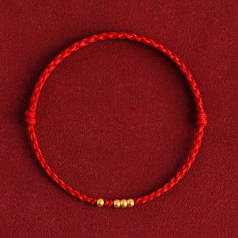 Braccialetto di coppia con protezione intrecciata in perline d'oro 999 Buddha Stones - image 2
