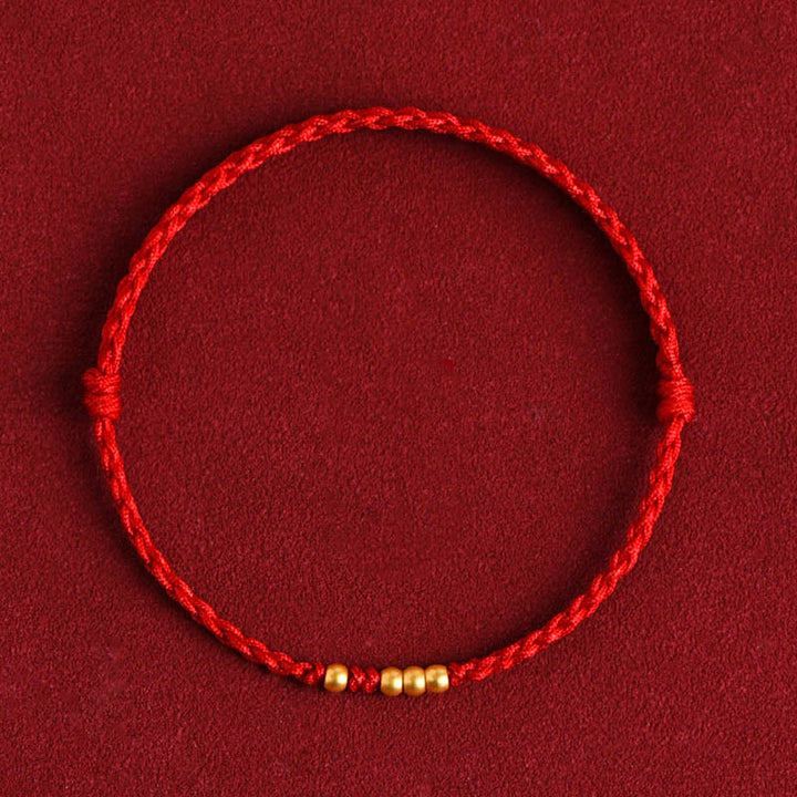 Braccialetto di coppia con protezione intrecciata in perline d'oro 999 Buddha Stones - image 2