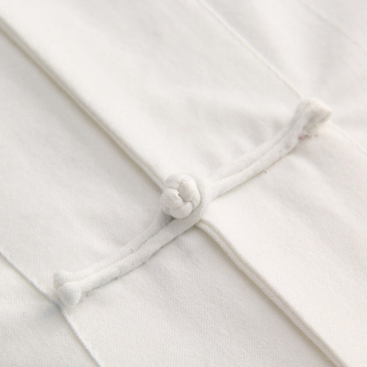 Camicia da uomo in cotone a maniche corte con bottoni a forma di rana cinese Buddha Stones Tang Suit con tasche - image 3