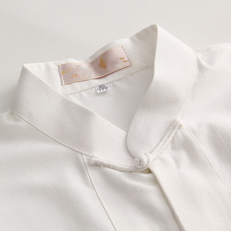 Camicia da uomo in cotone a maniche corte con bottoni a forma di rana cinese Buddha Stones Tang Suit con tasche - image 2