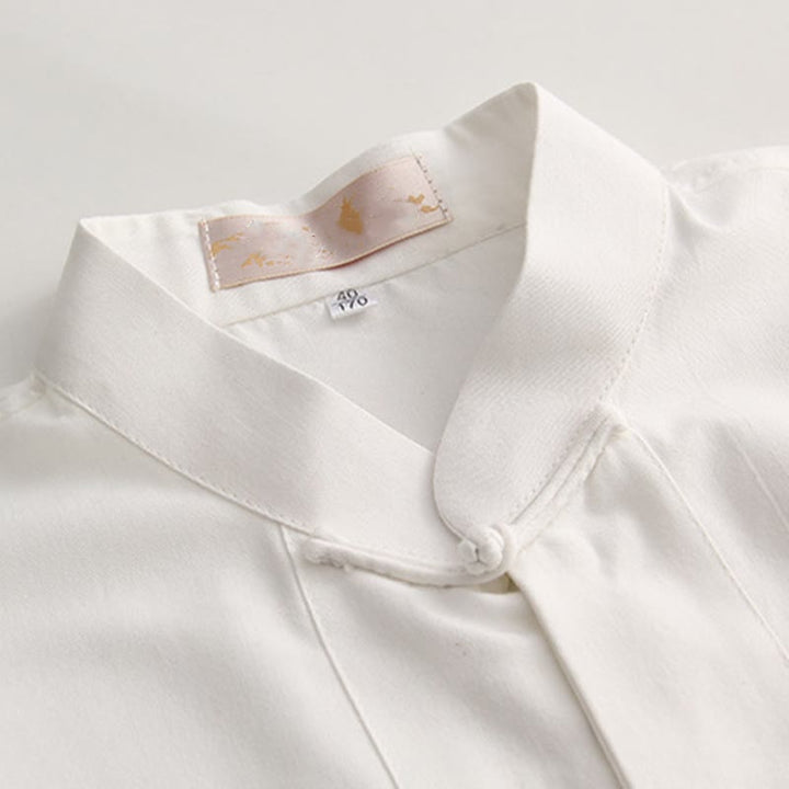 Camicia da uomo in cotone a maniche corte con bottoni a forma di rana cinese Buddha Stones Tang Suit con tasche - image 3