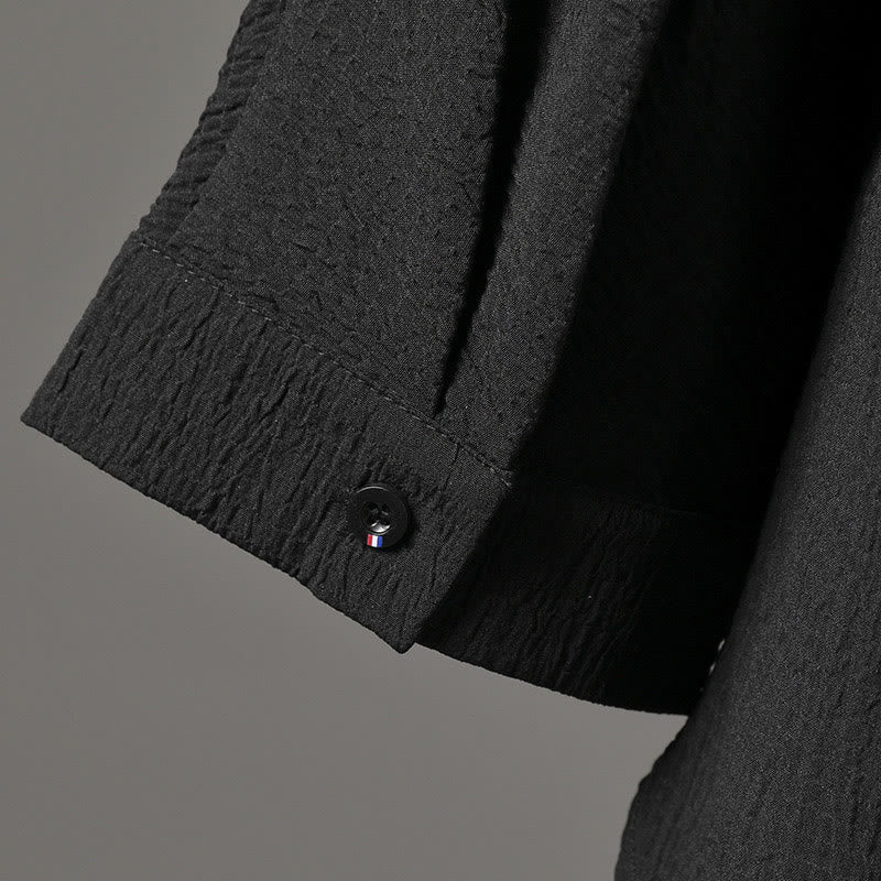 Camicia da uomo casual con scollo a V e maniche a tre quarti con Buddha Stones - image 10