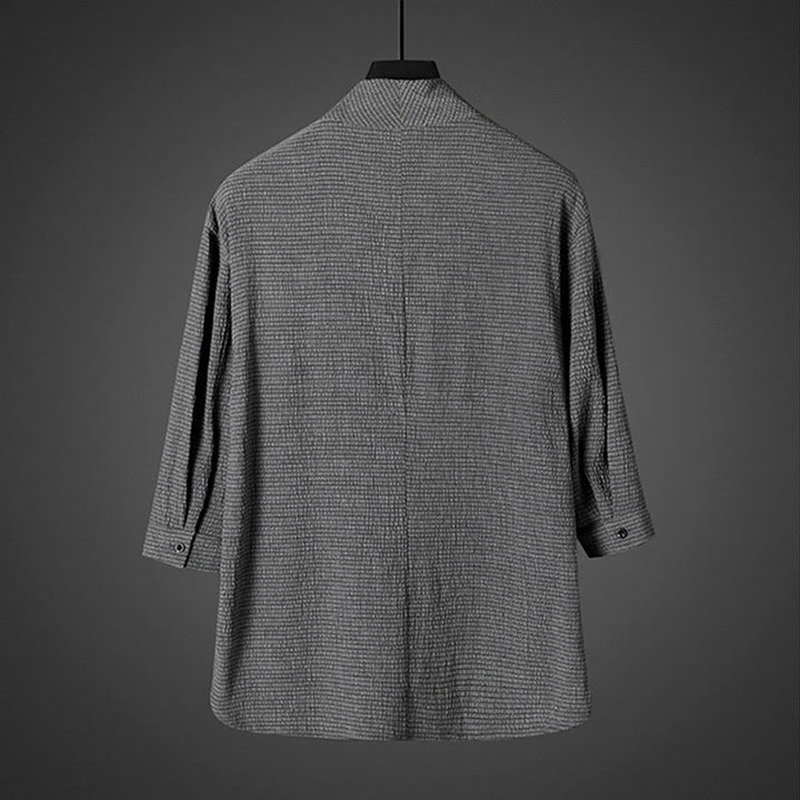 Camicia da uomo casual con scollo a V e maniche a tre quarti con Buddha Stones - image 3