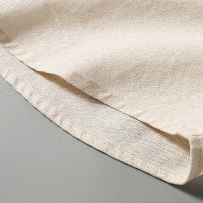 Camicia da uomo in cotone e lino con bottoni a maniche corte, estiva , Buddha Stones - image 13