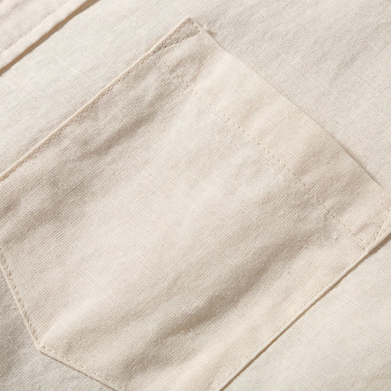 Camicia da uomo in cotone e lino con bottoni a maniche corte, estiva , Buddha Stones - image 9