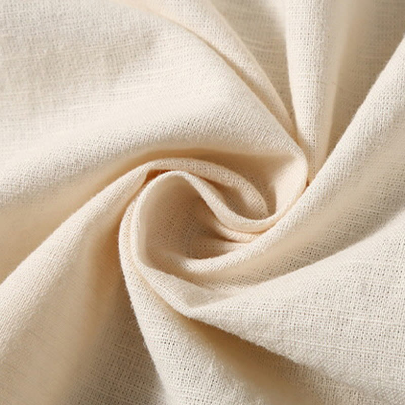 Camicia da uomo in cotone e lino con bottoni a maniche corte, estiva , Buddha Stones - image 14