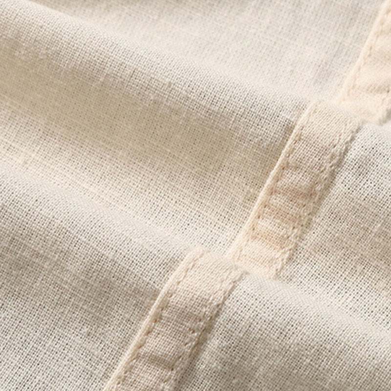 Camicia da uomo in cotone e lino con bottoni a maniche corte, estiva , Buddha Stones - image 12