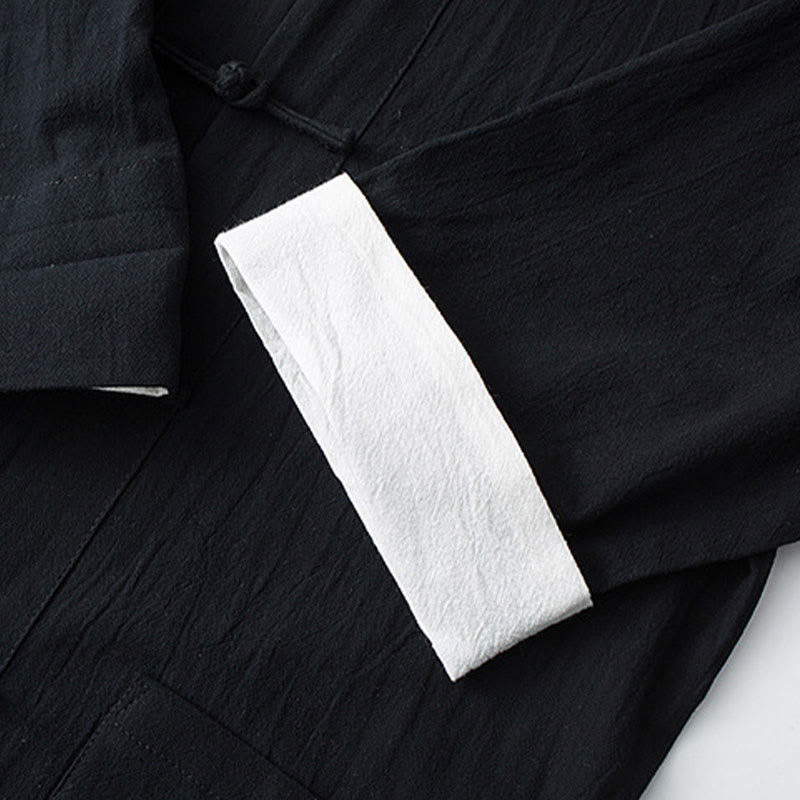 Buddha Stones Tradizionale Rana-Bottone Tang Suit Cotone Mezza Manica Top Pantaloni Abbigliamento Uomo Set - image 10