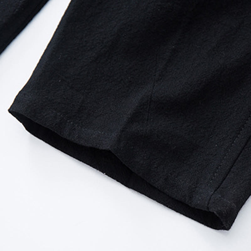 Pantaloni casual da uomo Buddha Stones in cotone tinta unita con coulisse e tasche - image 4