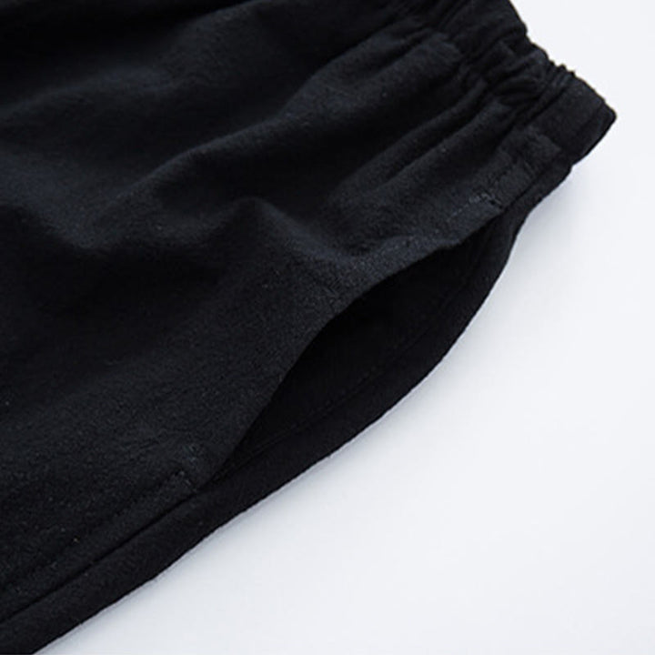 Pantaloni casual con coulisse in cotone e lino tinta unita da uomo Buddha Stones con tasche - image 2