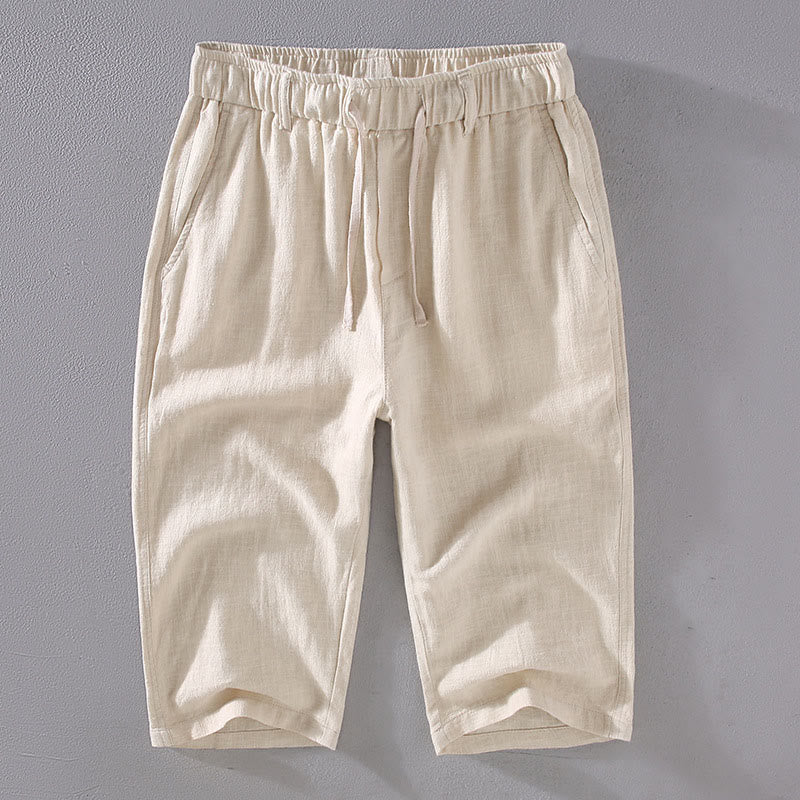 Pantaloni corti con coulisse in lino ramiè tinta unita da uomo Buddha Stones con tasche - Biancheria - US/UK/AU42, EU52 (3XL)  - image 1