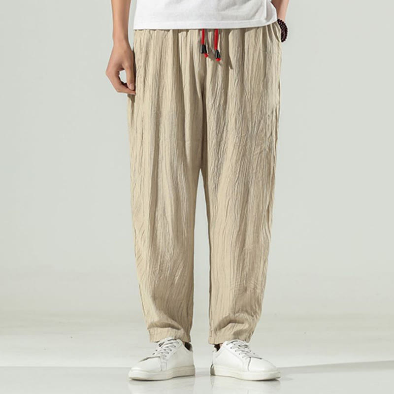Buddha Stones Pantaloni harem da uomo in cotone con coulisse e tasche - image 1