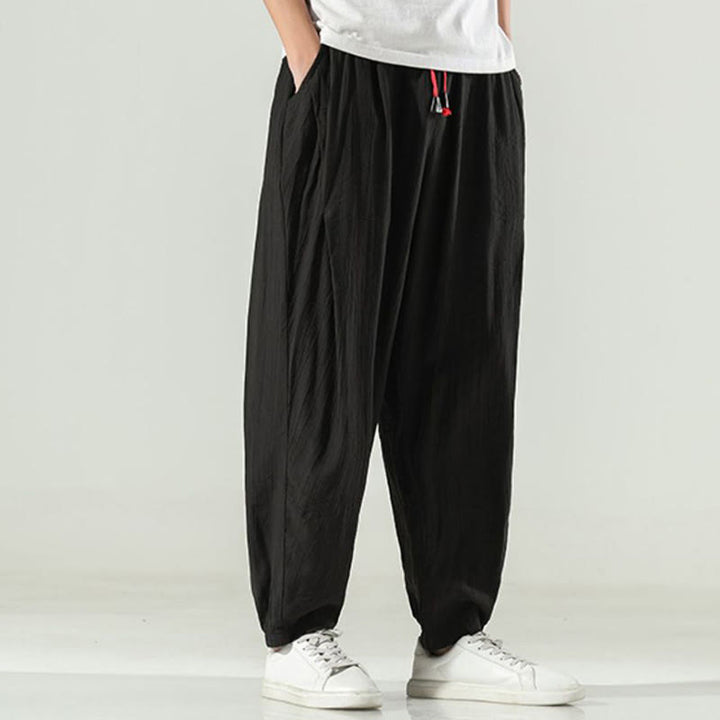 Buddha Stones Pantaloni harem da uomo in cotone con coulisse e tasche - image 21