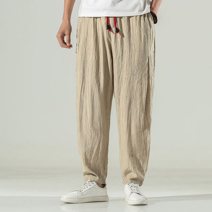 Buddha Stones Pantaloni harem da uomo in cotone con coulisse e tasche - image 4