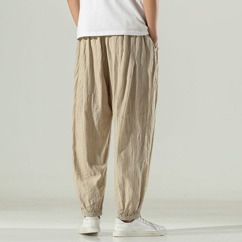 Buddha Stones Pantaloni harem da uomo in cotone con coulisse e tasche - image 2