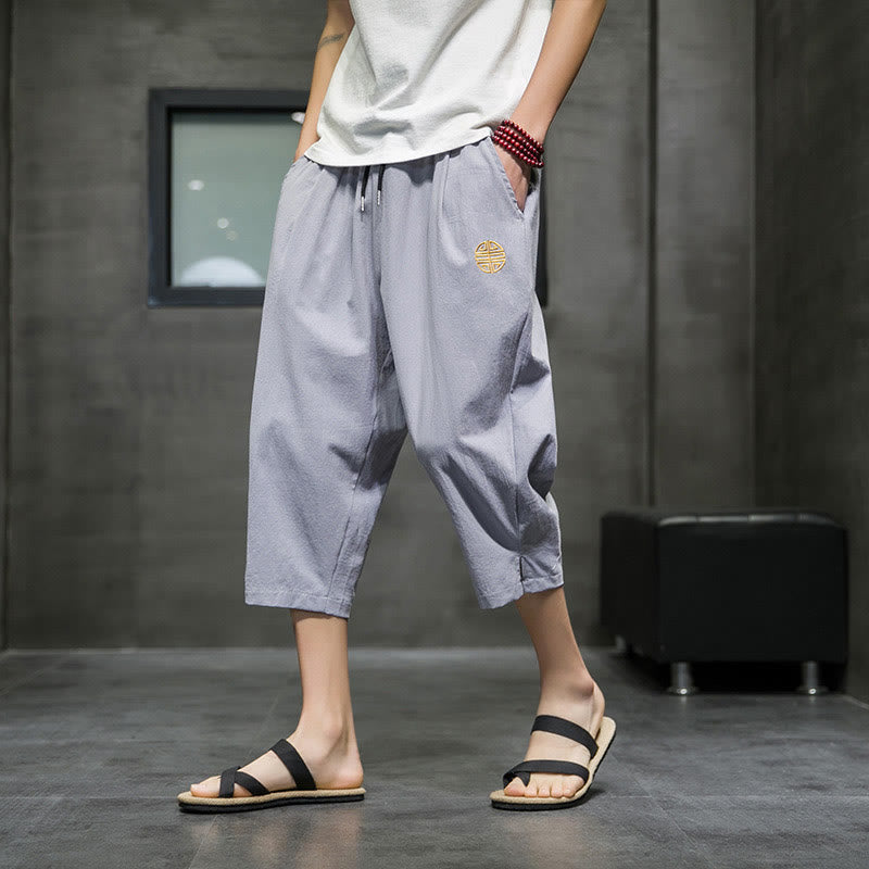Pantaloni corti da uomo in lino con coulisse e tasche Buddha Stones Summer - Grigio scuro - US/UK/AU44, EU54 (5XL) - image 18