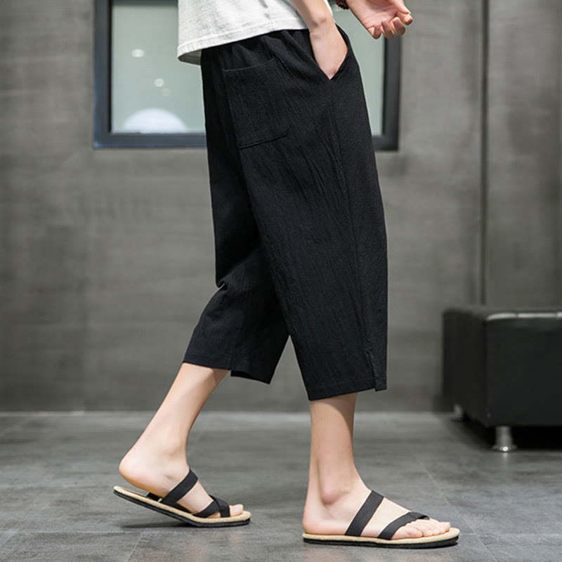 Pantaloni corti da uomo in lino con coulisse e tasche Buddha Stones Summer - image 13