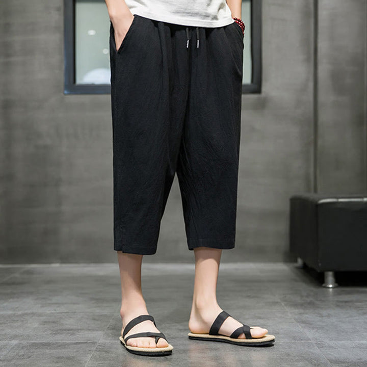 Pantaloni corti da uomo in lino con coulisse e tasche Buddha Stones Summer - image 10
