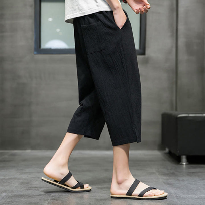 Pantaloni corti da uomo in lino con coulisse e tasche Buddha Stones Summer - image 12