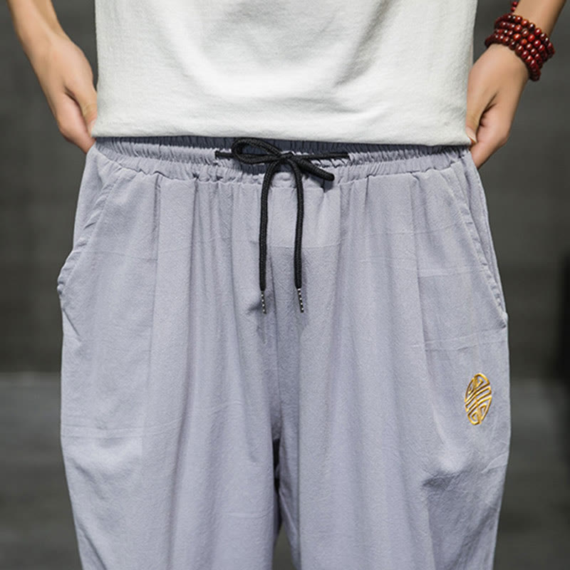 Pantaloni corti da uomo in lino con coulisse e tasche Buddha Stones Summer - image 26