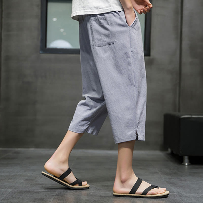 Pantaloni corti da uomo in lino con coulisse e tasche Buddha Stones Summer - image 21