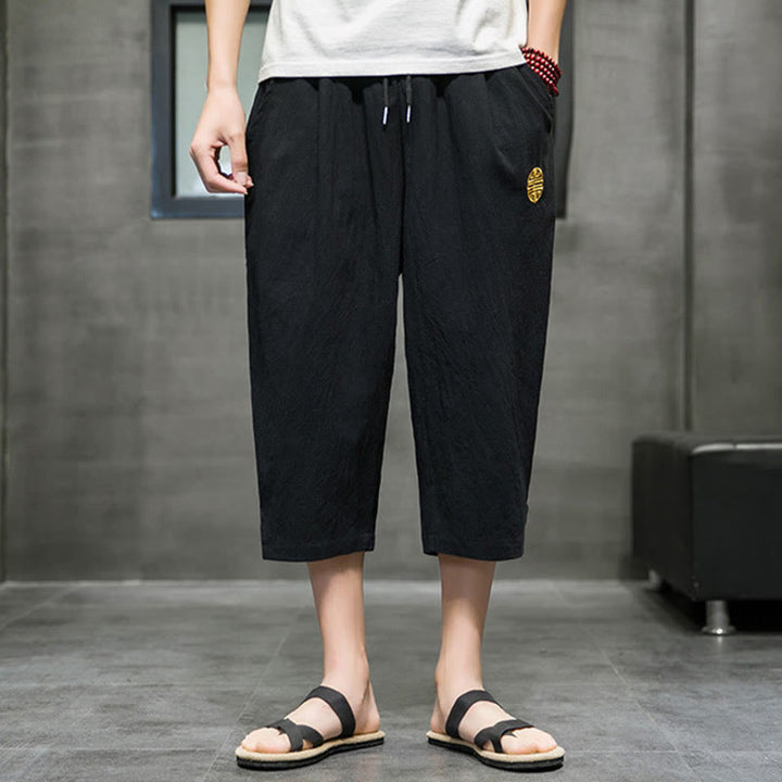 Pantaloni corti da uomo in lino con coulisse e tasche Buddha Stones Summer - image 13