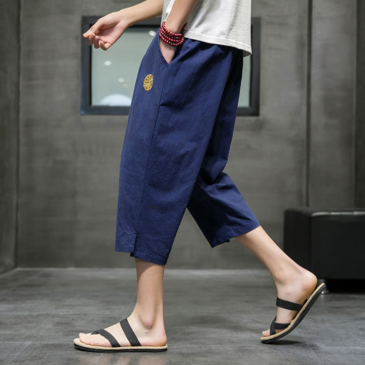 Pantaloni corti da uomo in lino con coulisse e tasche Buddha Stones Summer - image 8