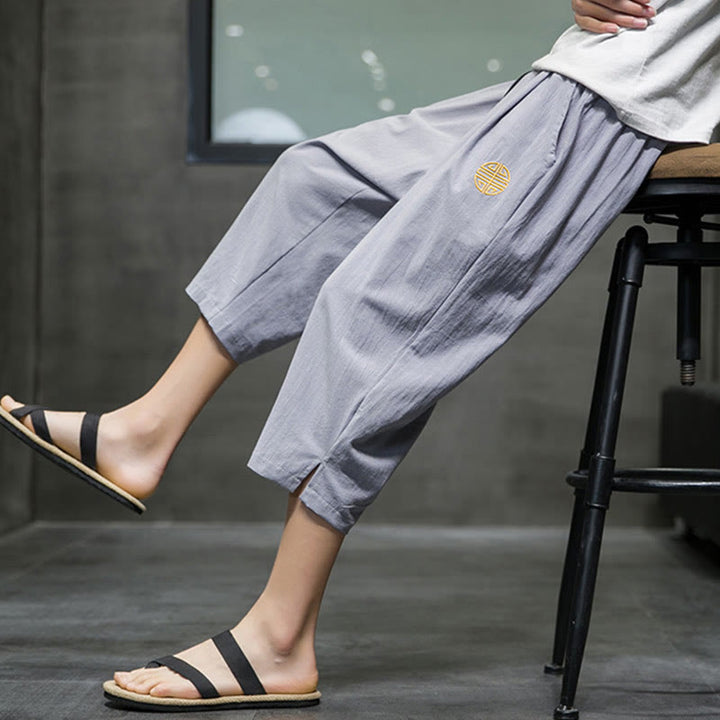 Pantaloni corti da uomo in lino con coulisse e tasche Buddha Stones Summer - image 24