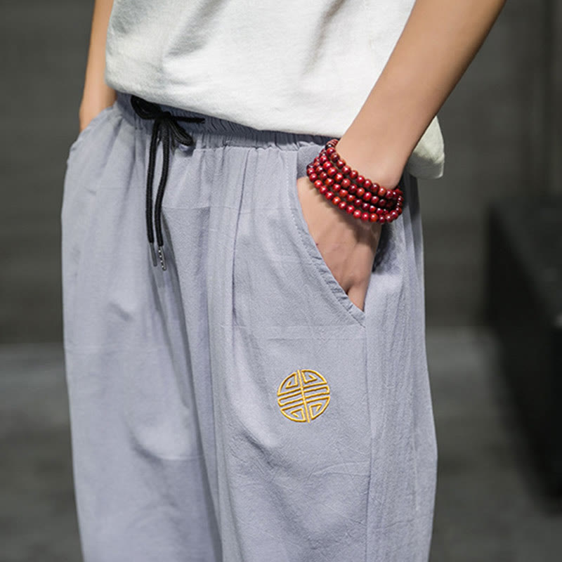 Pantaloni corti da uomo in lino con coulisse e tasche Buddha Stones Summer - image 25