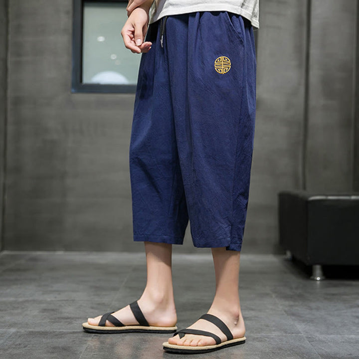 Pantaloni corti da uomo in lino con coulisse e tasche Buddha Stones Summer - image 6