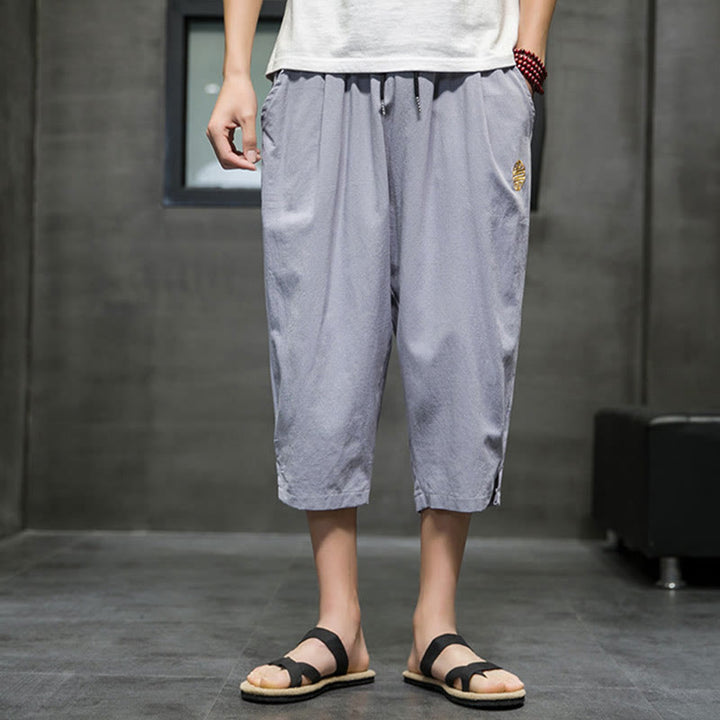 Pantaloni corti da uomo in lino con coulisse e tasche Buddha Stones Summer - image 23
