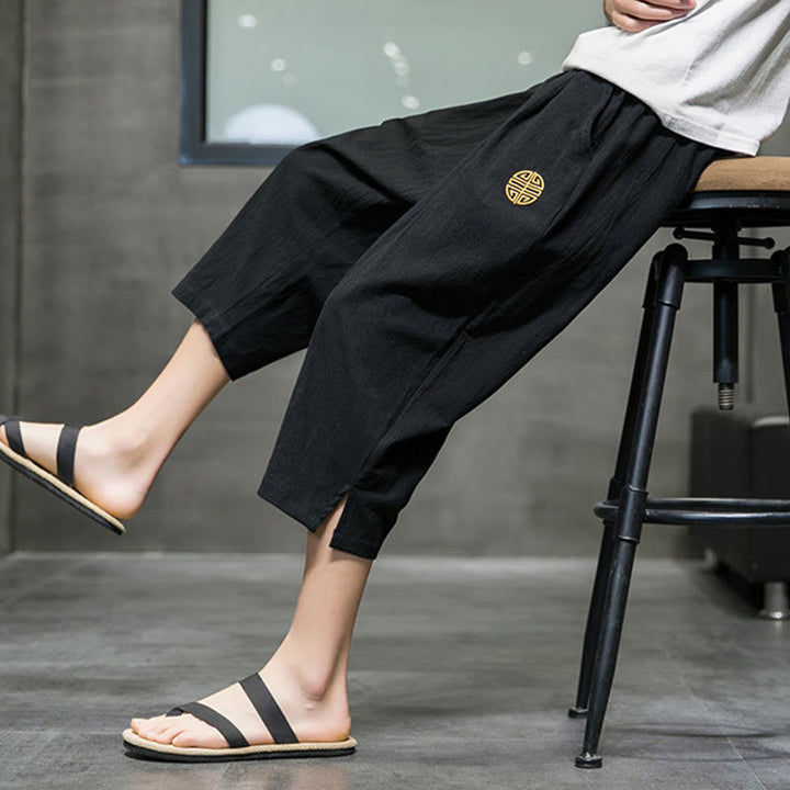 Pantaloni corti da uomo in lino con coulisse e tasche Buddha Stones Summer - image 16