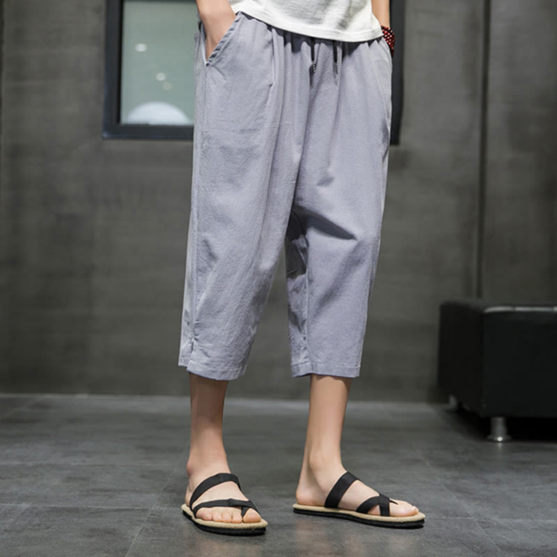 Pantaloni corti da uomo in lino con coulisse e tasche Buddha Stones Summer - image 19