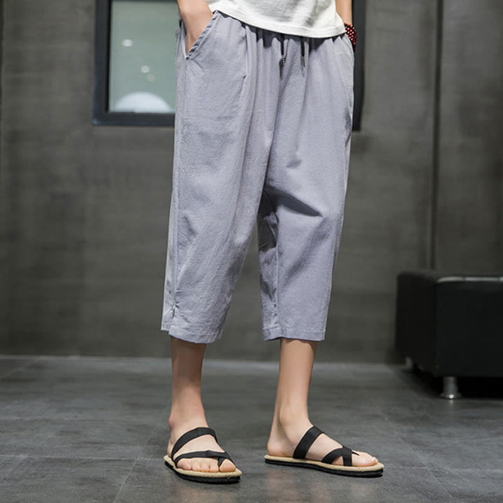 Pantaloni corti da uomo in lino con coulisse e tasche Buddha Stones Summer - image 19