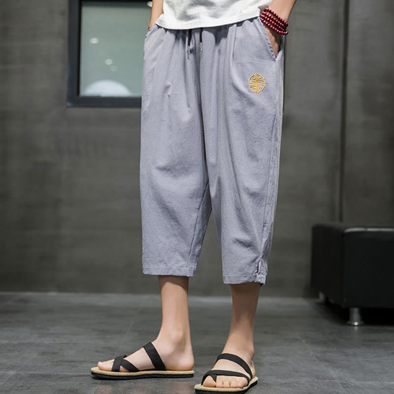 Pantaloni corti da uomo in lino con coulisse e tasche Buddha Stones Summer - image 21