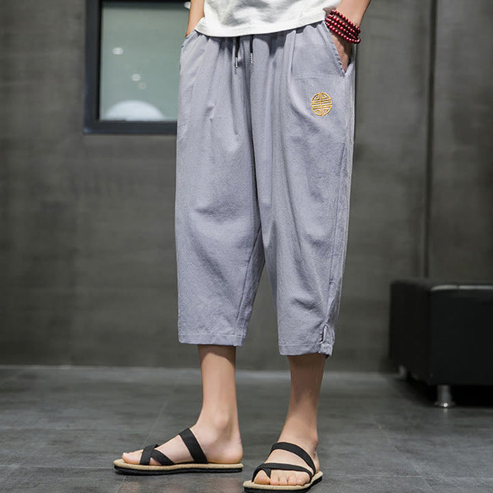 Pantaloni corti da uomo in lino con coulisse e tasche Buddha Stones Summer - image 21